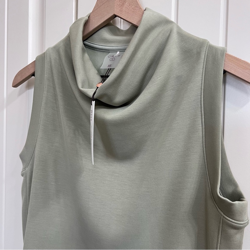 Calia Womens Sandwash Sleeveless Pullover Cowl Neck in Olive Green, Size XS, NWT - Picture 6 of 11